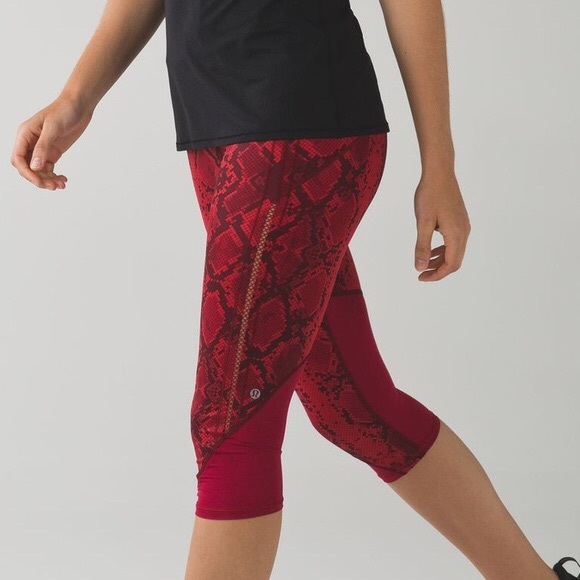 Lululemon Crop Red Snake Skin Leggings 